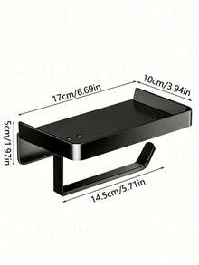 Self-Adhesive Paper Towel Holder, Suitable For Kitchen & Bathroom, Tissue Roll Dispenser With Storage Rack, Matte Black - Multicolor - View 9