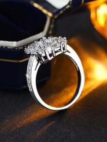 时尚优雅的锆石戒指，女士结婚戒指 - 白色 - 查看 5