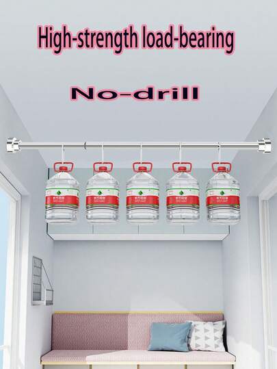 No Drill Retractable Closet Hanging Rod, Portable Segmented Telescopic Rod For Clothes, Curtain, Shower Curtain, Stainless Steel Extendable Rod For Bedroom, Bathroom, Window