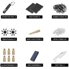 180 Piece Darts Custom Fit Pack Set, Includes Flights, Shafts, Rubber O - Rings, Flight Protecter And Accessories - PC Shafts - View 5