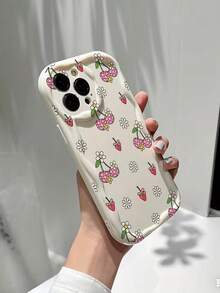Cherry Blossom Cream Wavy Glossy Painted Anti-Drop Phone Case Compatible With IPhone / Galaxy / / - Multicolor - View 3
