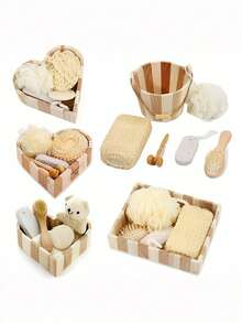 5pcs Bath Set Includes Exfoliating Towel, Bath Brush, Pumice Stone, Loofah, Gift Box - Multicolor - View 4