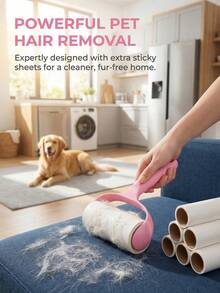 1个手柄+6卷替换装，共360张，天鹅绒粘毛滚筒，适用于衣物、地毯、汽车座椅，耐用手柄，无需电源 - 查看 7