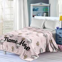 SANRIO 1pc Hello Kitty Themed Blanket - Customizable Personalized Name, Pink Main Color, Decorated With Hearts And Hello Kitty Text, Cute And Sweet Style - Soft And Comfortable, Suitable For Sofa, Bed, Office Nap - All-Season Comfortable Blanket, Home Gift, Birthday Gift, Christmas Gift, Personalized Gift. - Multicolor - View 7