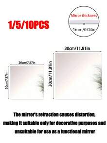 1/5/10pcs Elegant Acrylic Square Mirror Tray Set - 8inch Perfect For Weddings, Showers & Birthdays - Ideal Table Centerpiece & Decor - Square - View 2