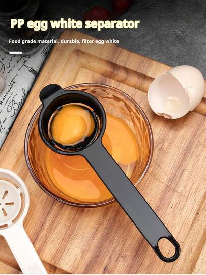 1/2 Separador de yema de huevo manual de mango corto y largo, Separador de yema de huevo de filtro de PP de colores, Herramienta de repostería, Suministros de cocina para repostería, Artículo de desayuno conveniente, Suministros para cena en el hogar, Suministros para fiestas