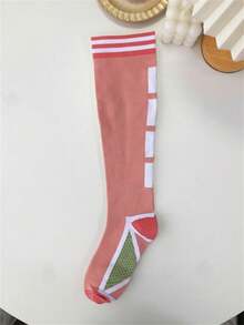 1 par de calcetines de compresión deportivos para saltar a la cuerda, de tubo largo, color rosa, nuevos para primavera, para yoga y fitness - Multicolor - Ver 11