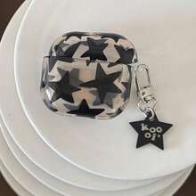 简约优雅黑色星星吊坠耳机保护套，兼容 Pro 2、可爱 Apple 4 简约 3 新款半代女士耳机保护套 - 黑色 - 查看 7