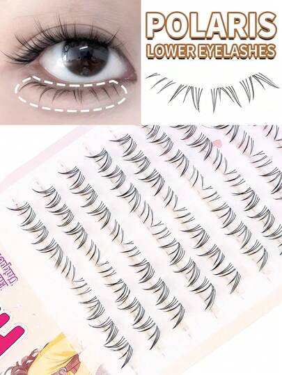 80pcs C Curl Lower Lashes, Soft Natural Looking Lower Eyelashes For Beginners, Voluminous Curled, Versatile Sweet & Edgy Lower Lashes With Strong Vividness, Cute Fresh Cartoon Series Segmented Bottom False Eyelashes