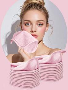 3/6/12 piezas Almohadillas reutilizables para desmaquillaje con diseño de ribete, toallitas desmaquillantes lavables - Multicolor - Ver 2