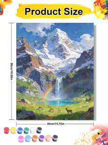 山峦瀑布彩虹风景鹿DIY数字油画帆布画工艺品成人家居装饰40x50厘米/16x20英寸节日礼物 - 40*50厘米 - 查看 8