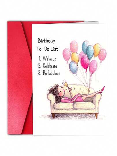 1pc Lovely Birthday Cards For Special Women - To-Do List - Wonderful, Celebration - Baron, Champagne - Dear, Sweetheart - Thick Gift Cards For Friends, Girlfriends, Daughters, Mothers, Lovers, Sisters, Best Friends, With High-Grade Envelopes, Suitable For Mother's Day, Christmas, Birthdays, Anniversaries, And The Best Gifts For Various Festivals