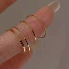 Delicate Stackable Ring Set For Women, 3 Sizes Minimalist Rings, Hypoallergenic For Daily Wear - Gold - View 5