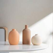3 PiecesNordic Style Ceramic Vase Set | Wabi-Sabi Home Decor Dried Flower Vase | Multi-Color Creative Living Room Decoration | Modern Home Gift Set - Ceramic Vase Three-piece Set - View 10