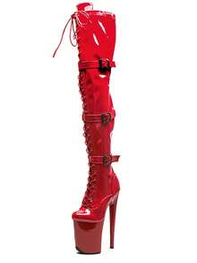 MISSHEELS Women's 8 Inch Exotic Dance Boots - Thick Platform Over-The-Knee Heels For Pole Nightclub - Đỏ - Xem 8