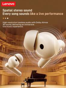 Lenovo TA210 Wireless Bluetooth Earphones - Long Battery Life, In-Ear Sports, ENC, Four-Microphone Intelligent Call Noise Cancellation, White/Moon Rock White, Black - Gift Design - 櫻花白 - 查看 3