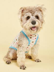 1pc Heart Print Pet Vest, Summer Breathable Tank Top For Small Dogs & Cats, Anti-Shedding Apparel - Multicolor - View 3