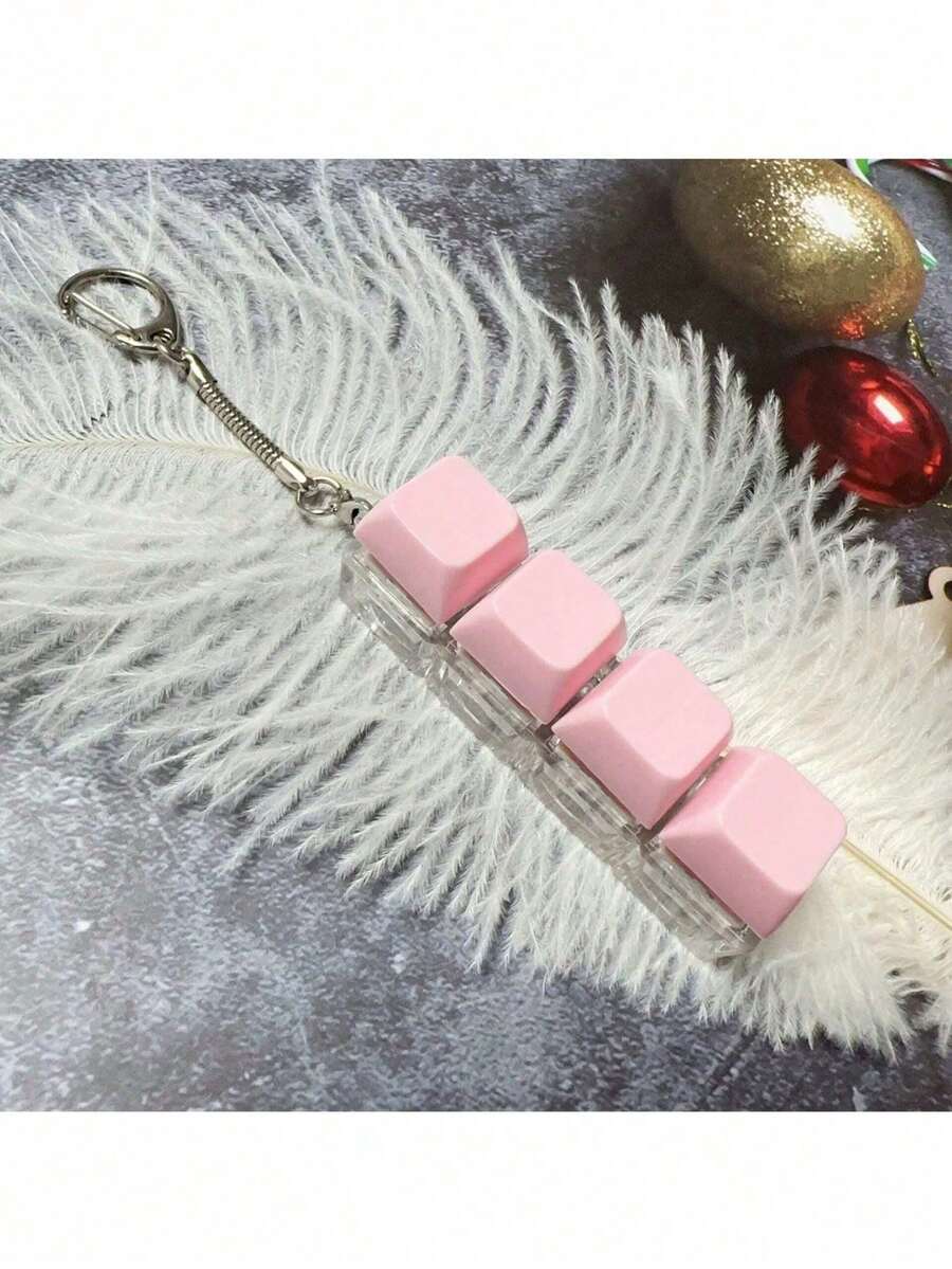 1 móc khóa giảm căng thẳng, thiết kế hình phím bàn phím, đồ chơi giảm stress cho người lớn, móc khóa bấm ngón tay, công cụ giúp thư giãn, tập trung và thả lỏng. - Nhiều màu - Xem 1