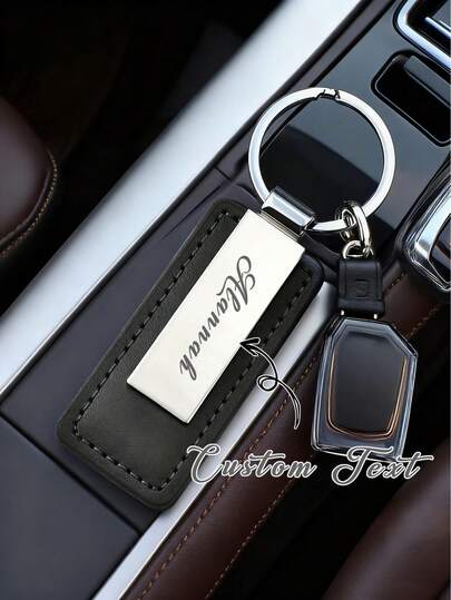 1pc Customized Name Keychain, Laser Engraved Text Small Gift Pendant, Backpack Decor Accessory, Birthday Party Favor For Friends,Practical Gift, Key Holder Ring, DIY Car Leather Keychain Clip.