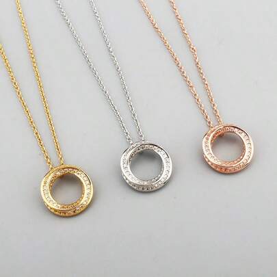 falinne Women's Minimalist Mobius Strip Pendant Necklace, CZ Inlaid Circle Jewelry, Daily Accessory,Available In Multiple Colors