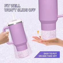 2 Pack Bling Silicone Boot Compatible With Adventure 40oz IceFlow 20oz 30oz, Reduces Dents Protective Silicone Bottle Bottom Cover Sleeve - 透明亮片紫色 - 查看 8