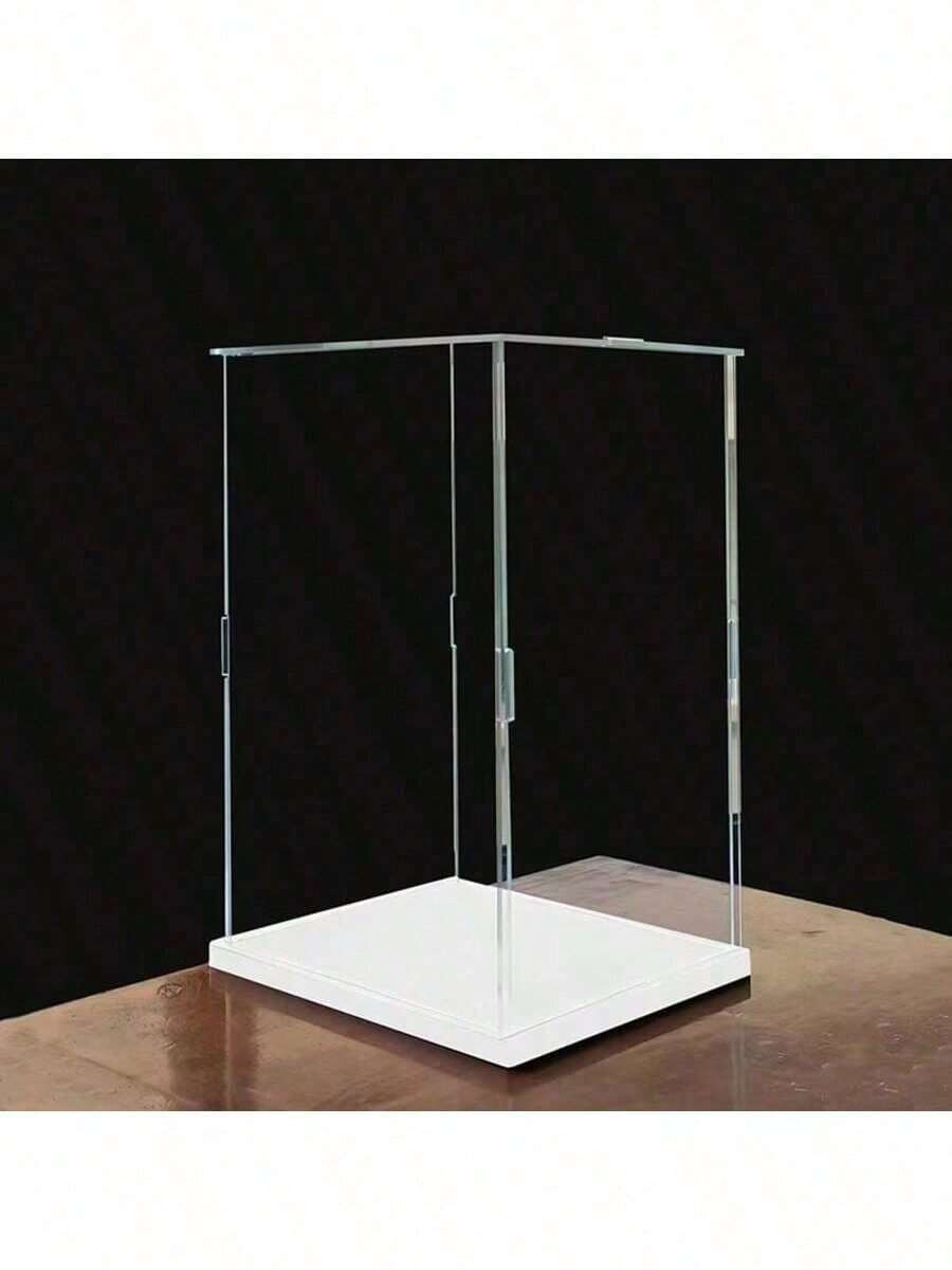 1 pieza Caja de exhibición de acrílico transparente blanco, caja de montaje de alta definición - Caja de almacenamiento a prueba de polvo, adecuada para figuras, modelos, muñecas - Estantería de exhibición de colección de arte