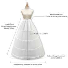 Women's White 4-Hoop A-Line Fluffy Wedding Dress Underskirt, Elastic Waist Nylon Mesh Hem Crinoline, Suitable For Wedding Dress, Puff Skirt, Retro Lolita Style Dress - Multicolor - View 4