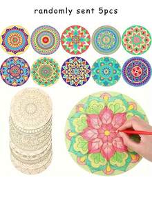 Miếng lót ly bằng gỗ vẽ tay hình Mandala, khối gỗ chưa hoàn thiện, giao hàng ngẫu nhiên, thích hợp cho giải trí tại nhà, thủ công mỹ nghệ, quà tân gia, quà sinh nhật và các buổi họp mặt gia đình - Đồ trang trí nhà cửa và phòng ăn chất lượng cao. - Nhiều màu - Xem 12
