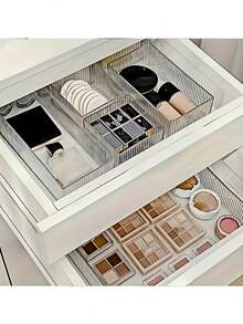 7pcs/4pcs/1pc Stackable Adjustable Multi-Drawer Storage Box Set, Ideal For Storing Cosmetics, Office Supplies, Desktop Essentials, Suitable For Makeup Artists, Nail Technicians, Beauty Equipment, Students, Compatible With Cosmetics And Stationery Organization, Dual-Use Desk Drawers, Excellent Home Storage Solution - Multicolor - View 3