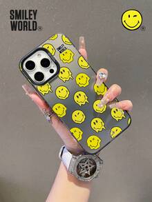 Smiley World SmileyWorld® | 1pc Shock-Absorbing Full Coverage TPU Material Phone Case, Cute Smiley Yellow Pattern, IMD Matte Finish, Compatible With IPhone 16, 15, 14, 13, 12, 11 Pro Max, Suitable For Holiday Gifts, Commuting, And Daily Drop Protection With Stylish Design - Multicolor - View 3