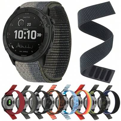 20mm 26mm 22mm Hook & Loop Nylon Strap For Watch Band Fenix 8 5 6 7X Pro 7X Plus/TACTIX DELTA/MK2i/Forerunner 945 965 955 Epix Pro Instinct 3 2 Enduro 3 2 Woven Sport Strap Wristband
