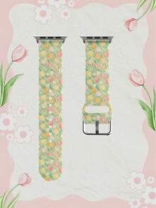 彩色郁金香图案硅胶表带，兼容 38mm 40mm 41mm 42mm 44mm 45mm 49mm，适用于 Series Ultra/SE/8/7/6/5/4/3/2/1 - 彩色 - 查看 11