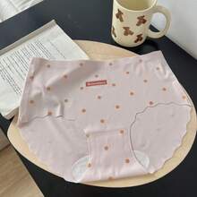 Summer Letter Print Sweet Cream Polka Dot Cute Girl Seamless Ice Silk Panties With Pure Cotton Crotch Women's Briefs - xám xanh - Xem 3