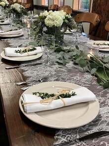 One 29*118/14*118 Inch Lace Table Runner, Available In Multiple Sizes, Embroidered Bohemian Style Wedding Table Runner, Vintage Country Lace Tablecloth, Suitable For Weddings, Parties And Bridal Shower Decorations. - 35cm*300cm - 查看 3