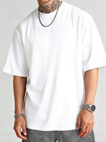 Casual Men's T-Shirt Made Of Pure Cotton, Solid Color, Basic T-Shirt, Simple And Casual Style, Lightweight And Breathable, Comfortable And Versatile T-Shirt, Leisure Sportswear, Summer Clothing, Unisex, A Great Gift For Friends. - 白色 - 查看 1