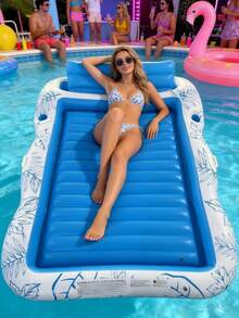 87" x 65" extra große aufblasbare Schwimmreifen mit Kissen und Getränkehalter - robuster PVC Wasserstuhl für Sonnenbaden, Schwimmen, Strand, Fluss und See - Bild - Übersicht 3