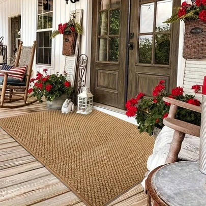 1pc Brown Pineapple Ring Material Doormat, Multiple Sizes Available, Housewarming Gift, Holiday Gift, Suitable For Entryway, Living Room, Dining Room, Bedroom, Bathroom And Other Entrance Decor, Minimalist And Durable, All Season, Washable, Non-Slip, Can Be Used As Entrance Mat, Small Rug, Welcome Mat, Outdoor Doormat, Kitchen Rug, Home Decor, Front Door Mat, Area Rug, Outdoor Mat