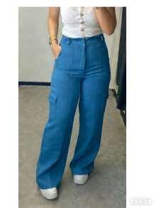 Tailored Cargo Pants / Cargo Pants / Casual Pants / Fashion Blogger / Pants 2025 / Pants With Pockets - Sky Blue - View 1