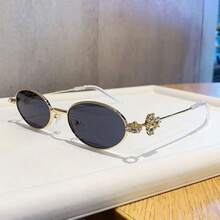 Stylish, Rhinestone-Studded, Rimless Sunglasses For Women. - preto - 查看 2