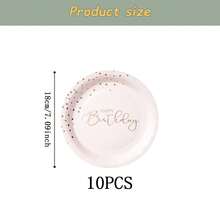 Rose Gold Polka Dot Pattern Disposable Tableware Set, 7/9 Inch Party Plates, Disposable Paper Plates, Napkins, Cups, Suitable For Holidays, Weddings, Engagements, Birthdays, Parties, Celebrations - Multicolor - View 7