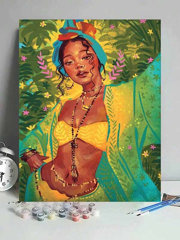 Tropical Woman DIY Oil Painting By Numbers Canvas Painting Crafts Adult Home Decoration 40x50cm/16x20inch Holiday Gifts