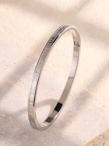 1pc Fashionable High-End Luxury Exquisite Floral Stainless Steel Bracelet, Women's Jewelry, Wedding Party & Date Gift - Bracelet - View 9