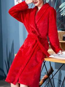 1pc Rob Pitt Style Women's Bathrobe, Ba Women's Long Robe Multi Style Home Light Luxury Water Absorbing Robe - Multicolor - View 17