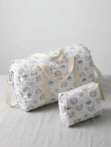 Set de 2 bolsas de pañales impermeables y de gran tamaño para viajes, con múltiples bolsillos - arcoíris - Ver 1