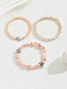 3pcs/Set Beach Vacation Series Bracelets For Women - Pink - View 4