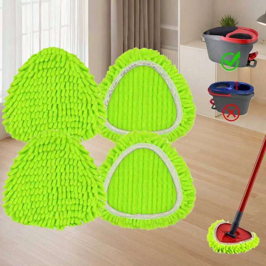 4 Pack Mop Head Replacement Compatiable With Ocedar EasyWring Mop,Mop Heads Refill For Easywring Spin Mop 1 Tank System - Microfiber Chenille, Easy To Replace,Deep Floor Cleaning And Machine Washable - Green - 查看 1
