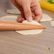 木制擀面杖 1 件，木制擀面杖，带面团擀面杖，用于擀饺子、馅饼、面包、饼干、披萨、饼干和粘土。 - 卡其色 - 查看 2