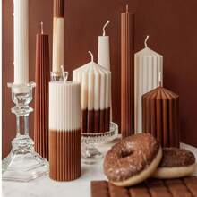 French Striped Cylindrical Soy Wax Candle Stick, Low Temperature Scented Candle Home Decor - A - View 8