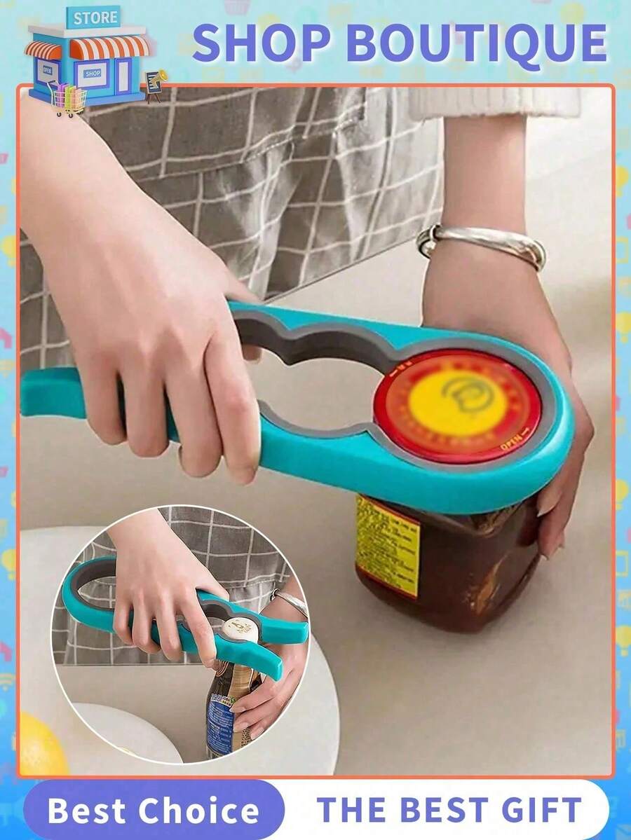 1/2pcs Multi-Function 4-In-1 Can Opener, Bottle Opener, Jar Opener, Easy To Use For Children And Elderly, Efficient Kitchen Tool To Easily Open Cans And Bottles, Time-Saving - View 1