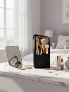 Portable Makeup Travel Case - Large Capacity Upright Makeup Brush Organizer, Transparent Zipper Makeup Bag, Portable Makeup Brush Storage, Multi-Functional Organizer Bag For Travel, Daily Use, Vacation, Bridal Makeup Brush Set, Compact Upright Makeup Brush Bag, Ideal Gift For Family And Friends, Mother's Day, Birthday - Multicolor - View 10